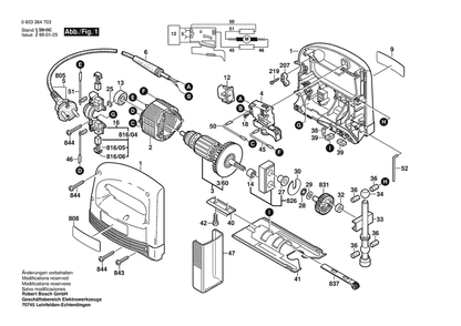 Section 1 Diagram and Parts List for PST550AE 0603364765 Bosch Jig Saw