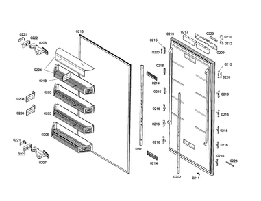 Refrigerator Door Diagram and Parts List for T30IR70FSS-01  Thermador Refrigerator