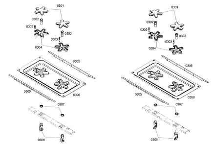 Burners Assy Diagram and Parts List for PRD364EDHC02  Thermador Range
