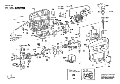 Section 1 Diagram and Parts List for PST65PAE 0603286945 Bosch Jig Saw