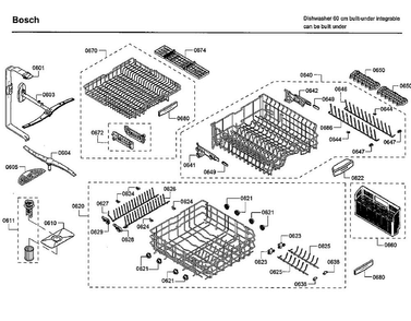 Rack Asy Diagram and Parts List for SHPM98W75N 01 Bosch Dishwasher