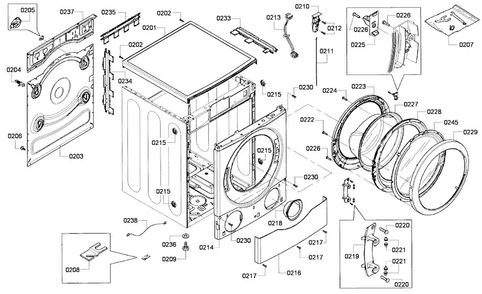 Cabinet Assy Diagram and Parts List for WFVC5400UC 19 Bosch Washer