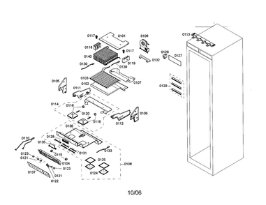 Cabinet Diagram and Parts List for T24IR70CSS-01  Thermador Refrigerator