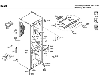 Cavity Assembly Diagram and Parts List for B11CB50SSS 08 Bosch Refrigerator