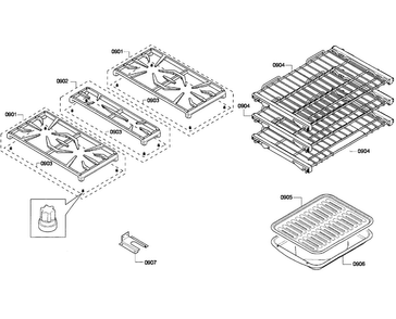 Grates/shelfs Diagram and Parts List for PRD304GHC 04 Thermador Range