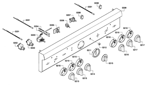 Control Panel Diagram and Parts List for PRL364GDH-01  Thermador Range