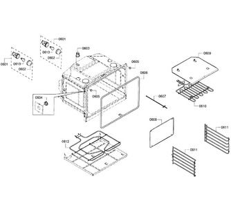 Oven Lower Diagram and Parts List for HBL5660UC 08 Bosch Wall Oven