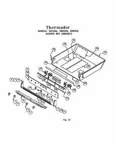 Burner Box Assembly (ref30qb(prior-9708)) (ref30qw(prior-9708)) (res30qb(prior-9708)) Diagram and Parts List for RED30VQW PRIOR-9708 Thermador Range