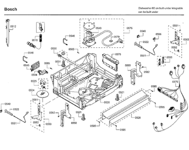Base Diagram and Parts List for SHXM98W75N 01 Bosch Dishwasher