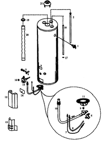 Main Assembly Diagram and Parts List for 153336751  Kenmore Water Heater