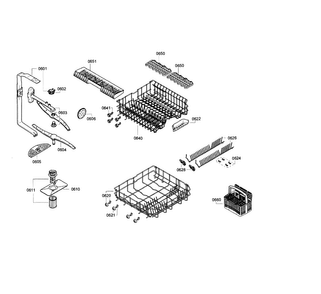Rack Assy Diagram and Parts List for SGE63E15UC 73 Bosch Dishwasher
