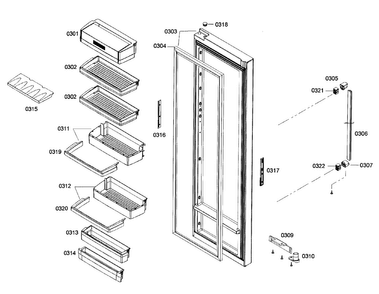 Door 2 Diagram and Parts List for B22CS50SNS 04 Bosch Refrigerator