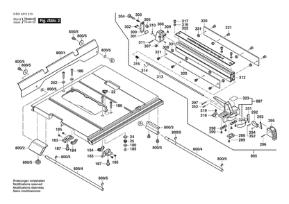 Section 2 Diagram and Parts List for GTS1041A-09 3601M13510 Bosch Table Saw