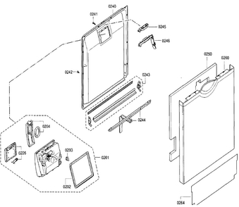 Door Diagram and Parts List for SGE68U55UC B4 Bosch Dishwasher