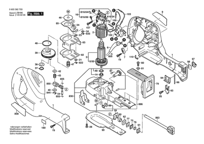 Section 1 Diagram and Parts List for PFZ700PE 0603362738 Bosch Saw