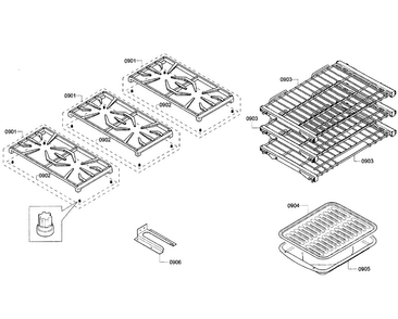 Grates/shelfs Diagram and Parts List for PRD366GHC 06 Thermador Range