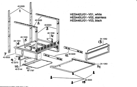 Support Assy Diagram and Parts List for HES446U 01 Bosch Range