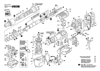 Section 1 Diagram and Parts List for GSH5E 0611318739 Bosch Demolition Hammer