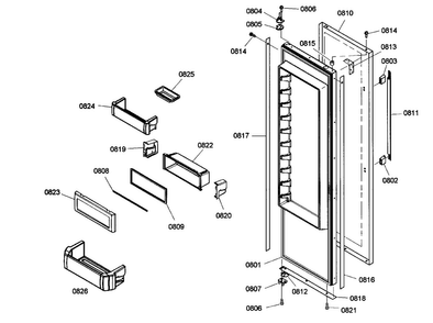 Door Assy 1 Diagram and Parts List for KBUIT4865E01  Thermador Refrigerator