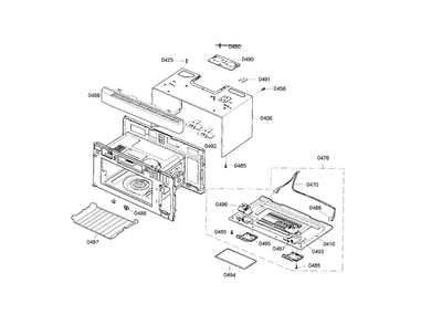 Base/housing Diagram and Parts List for HMV9303 01 Bosch Microwave