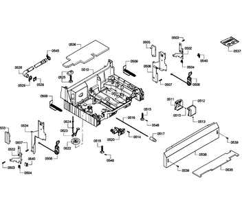Base Assy Diagram and Parts List for SHE55P05UC 59 Bosch Dishwasher
