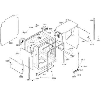 Cabinet Diagram and Parts List for SHX57C05UC 31 Bosch Dishwasher