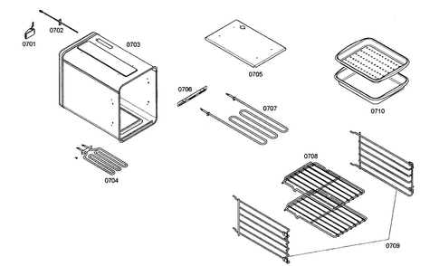 Right Oven Cabinet Diagram and Parts List for PD484GED01  Thermador Range