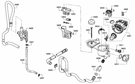 Pump Diagram and Parts List for S36KMK15UC 05 Bosch Dishwasher