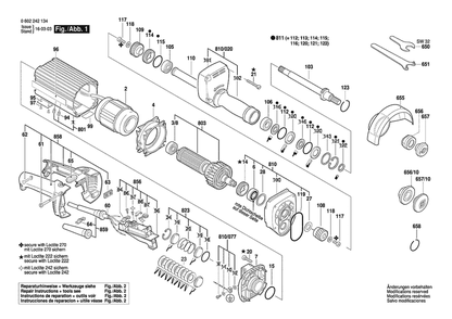 Section 1 Diagram and Parts List for 0602242134  Bosch Sander Grinder