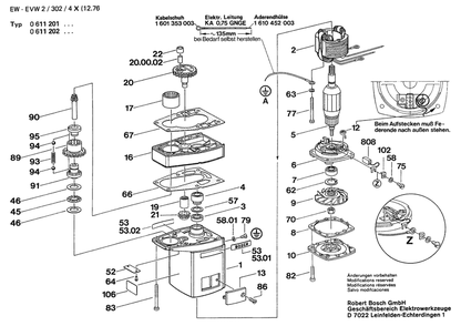 Section 2 Diagram and Parts List for 0611202909  Bosch Hammer Drill