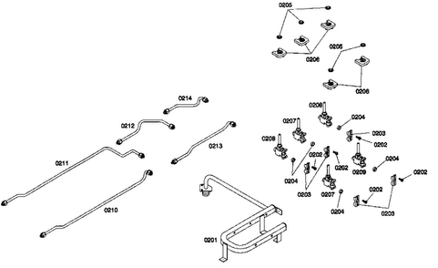 Valve Assy Diagram and Parts List for NGP946UC 01 Bosch Cooktop