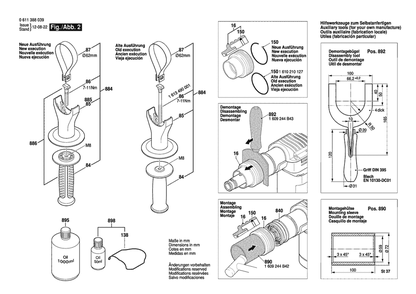 Section 2 Diagram and Parts List for GSH388 0611388039 Bosch Demolition Hammer
