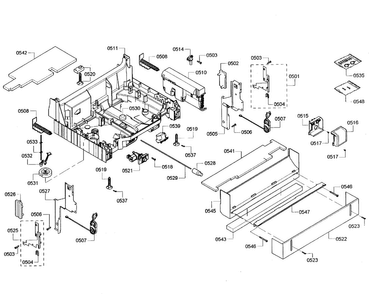 Base Assy Diagram and Parts List for SHE68R52UC 63 Bosch Dishwasher