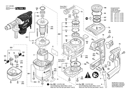 Section 2 Diagram and Parts List for GSH5HX 3611C388B0 Bosch Demolition Hammer
