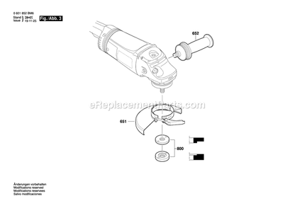 Page 3 Diagram and Parts List for 1893-6 0601852BM6 Bosch Sander Grinder