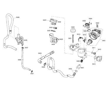 Sump/pump/heater Diagram and Parts List for SHE4AM12UC 01 Bosch Dishwasher
