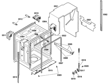 Cabinet Assy Diagram and Parts List for SHX45P06UC 53 Bosch Dishwasher