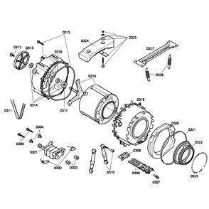 Tub/drum Assy Diagram and Parts List for WAE20060UC 01 Bosch Washer