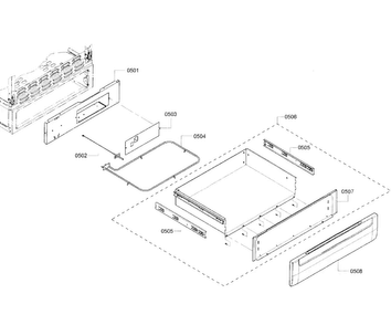 Drawer Assy Diagram and Parts List for HGS7282UC 08 Bosch Range