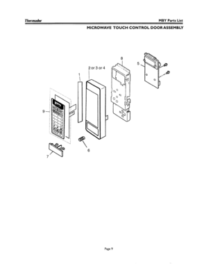 08 - MICROWAVE TOUCH CONTROL DOOR ASSEMBLY Diagram and Parts List for MT30B  Bosch Microwave