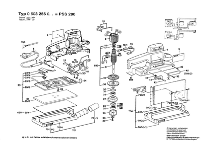 Section 1 Diagram and Parts List for 0603256033  Bosch Orbital or Palm Sander