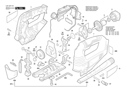 Figure 2 Diagram and Parts List for 3601EB7010 GST18V-37N Bosch Jig Saw