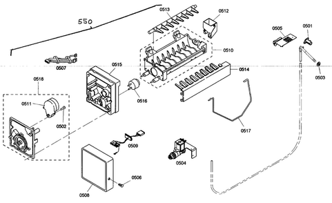 Icemaker Diagram and Parts List for KBUIT4275E 01 Thermador Refrigerator