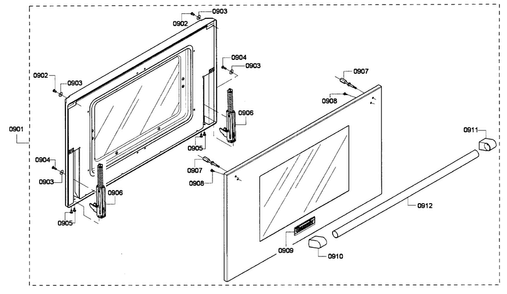 Door Assy Diagram and Parts List for PRG364GDH 01 Thermador Range