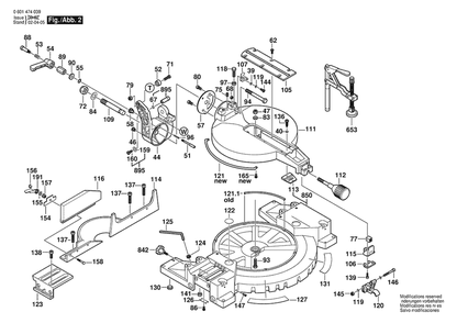 Section 2 Diagram and Parts List for GCM12 0601474039 Bosch Saw