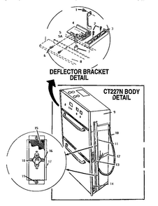 Deflector Bracket Detail Diagram and Parts List for CT127N  Thermador Wall Oven
