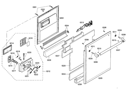 Door Diagram and Parts List for DWHD94EP 48 Thermador Dishwasher