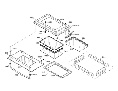 Lower Door Diagram and Parts List for HBN5055AUC 01 Bosch Wall Oven