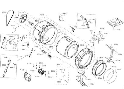 Tub Assy Diagram and Parts List for WFVC5400UC 25 Bosch Washer