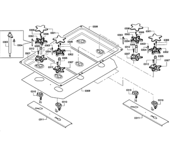 Burners Assy Diagram and Parts List for PRD366GHU 04 Thermador Range